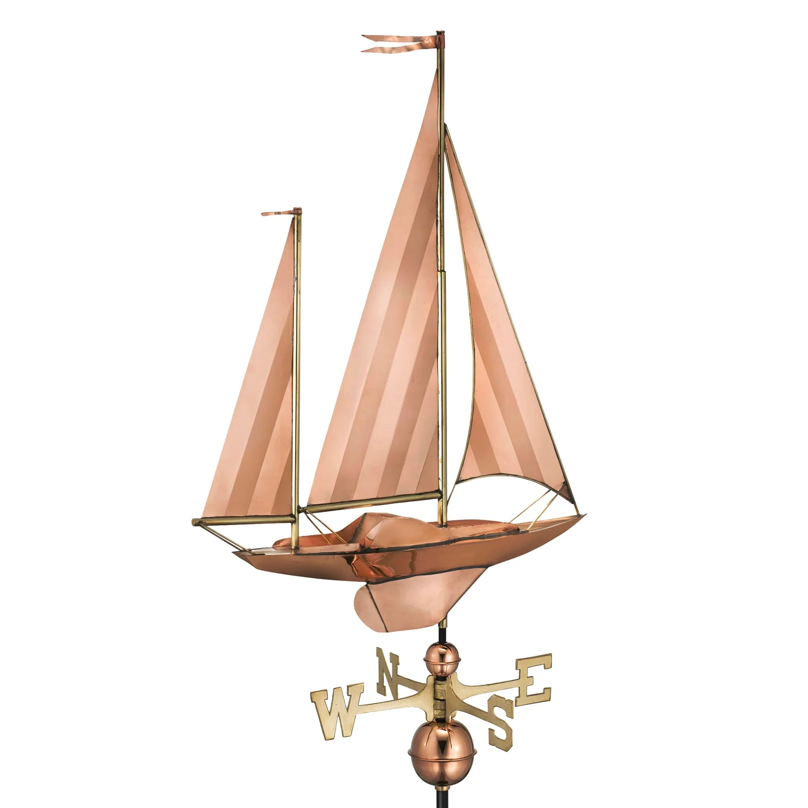 Large Sailboat Weathervane - Polished Copper by Good Directions