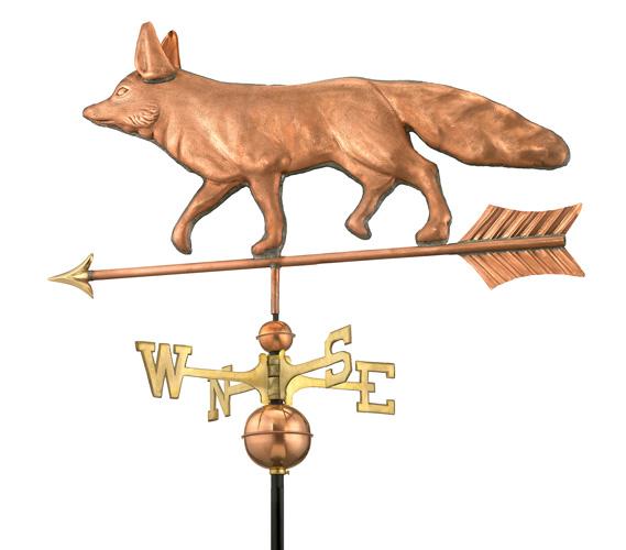 Fox Handcrafted Polished Copper Weathervane -0