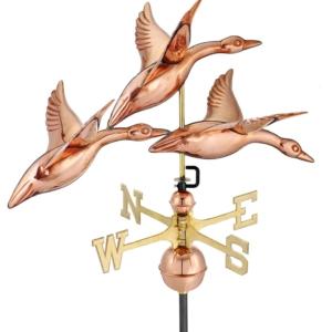 28" 3 Geese in Flight Handcrafted Pure Copper Weathervane -0