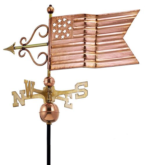 American Flag Weathervane Hand Crafted From Pure Copper -0