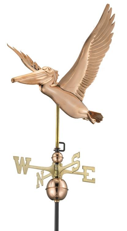 Two Story Home Size Pelican Pure Copper Handcrafted Weathervane -0
