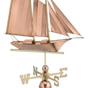 Two Story Home Size Schooner Puer Copper Weathervane-0