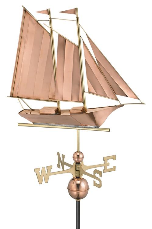 Two Story Home Size Schooner Puer Copper Weathervane-0