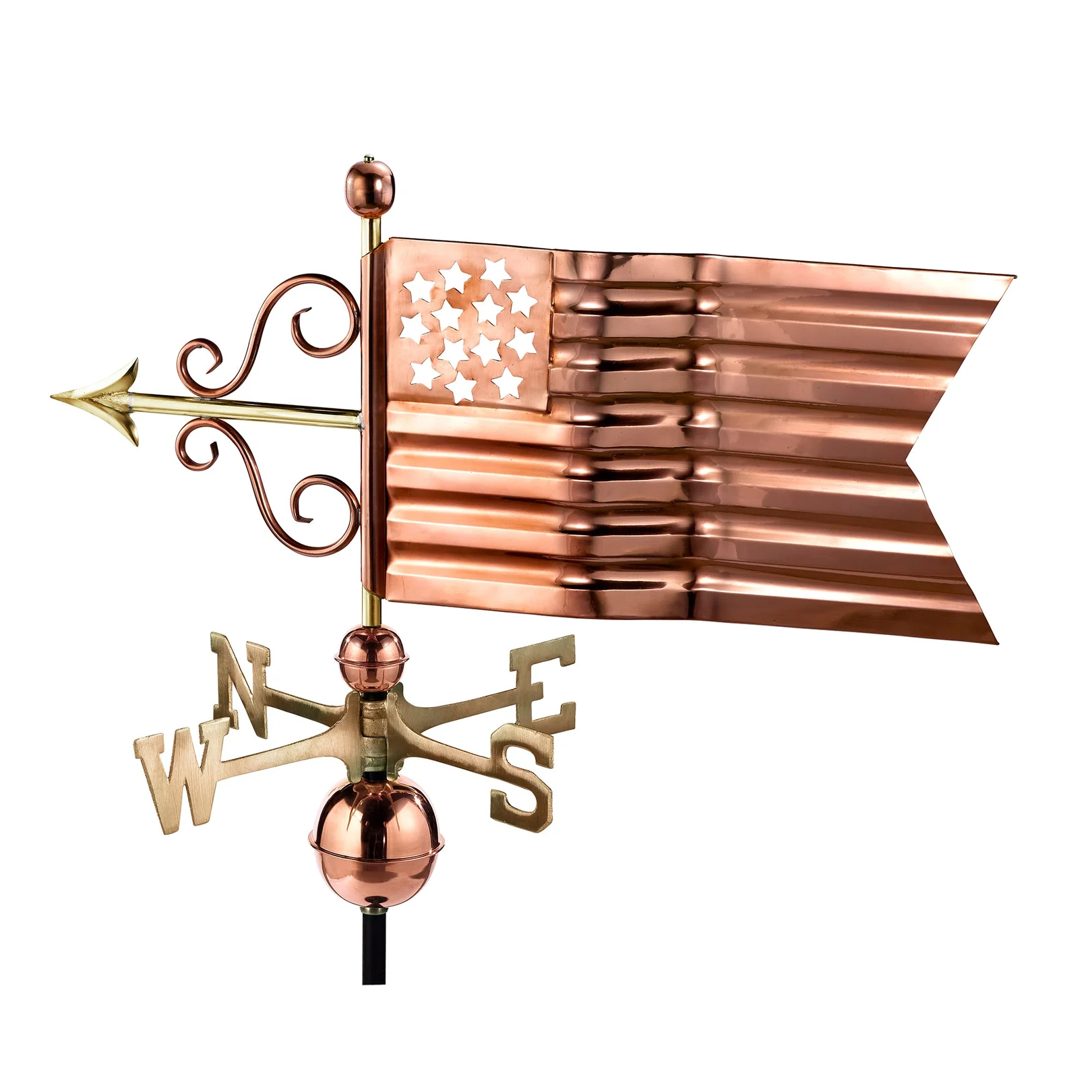 American Flag Weathervane - Polished Copper by Good Directions