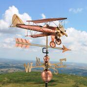 Biplane with Arrow Pure Copper Weathervane - Image 2