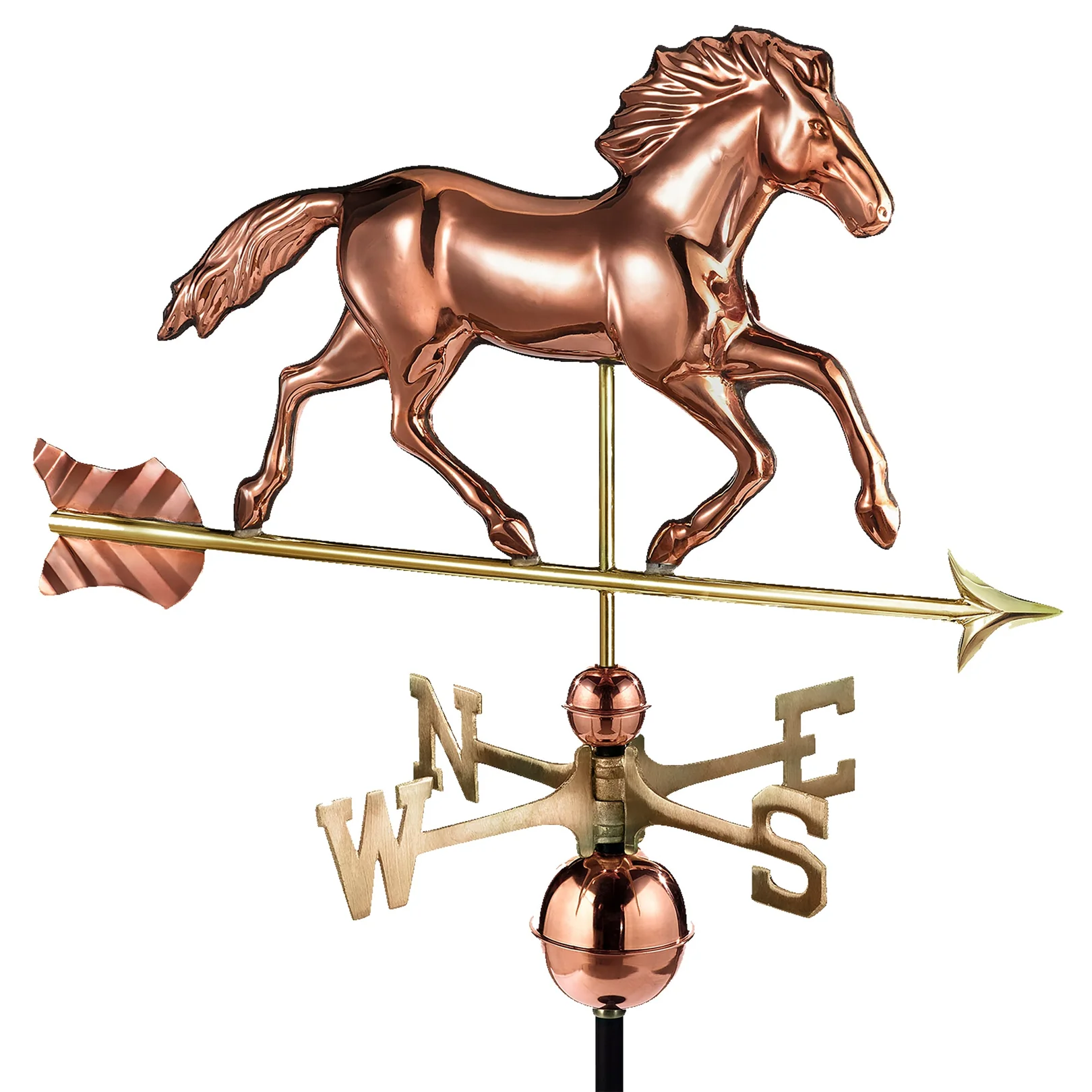 Smithsonian Running Horse Weathervane - Polished Copper by Good Directions