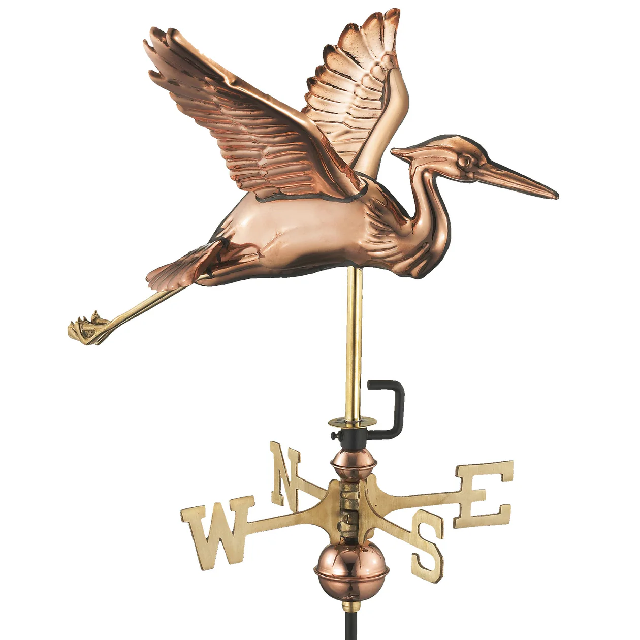 Blue Heron Garden Weathervane - Polished Copper w/Garden Pole by Good Directions