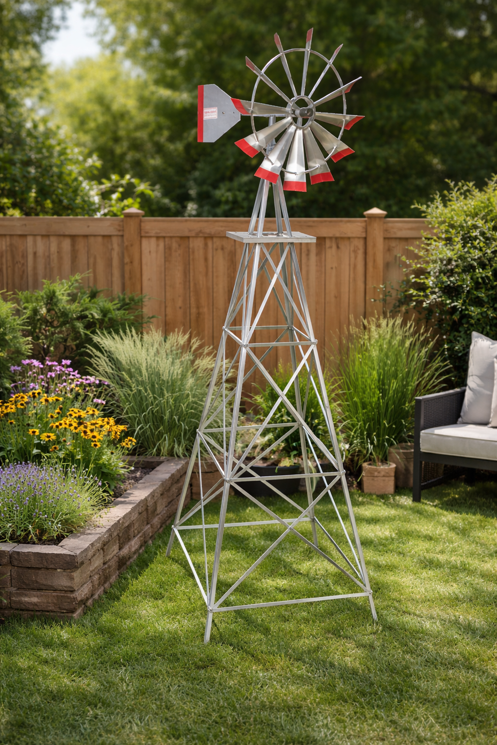 Eight Foot Ornamental (8ft.) Aluminum Windmill