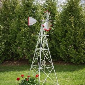 Eight Foot Ornamental Aluminum Windmill-0