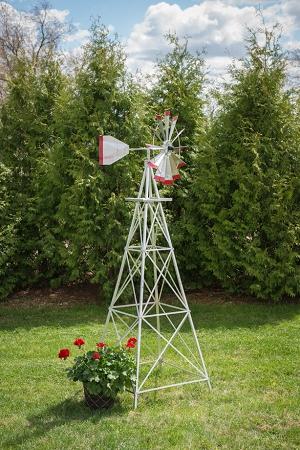 Eight Foot Ornamental Aluminum Windmill-0
