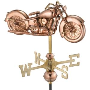 Cottage Sized Motorcycle Pure Copper Handcrafted Weathervane-0