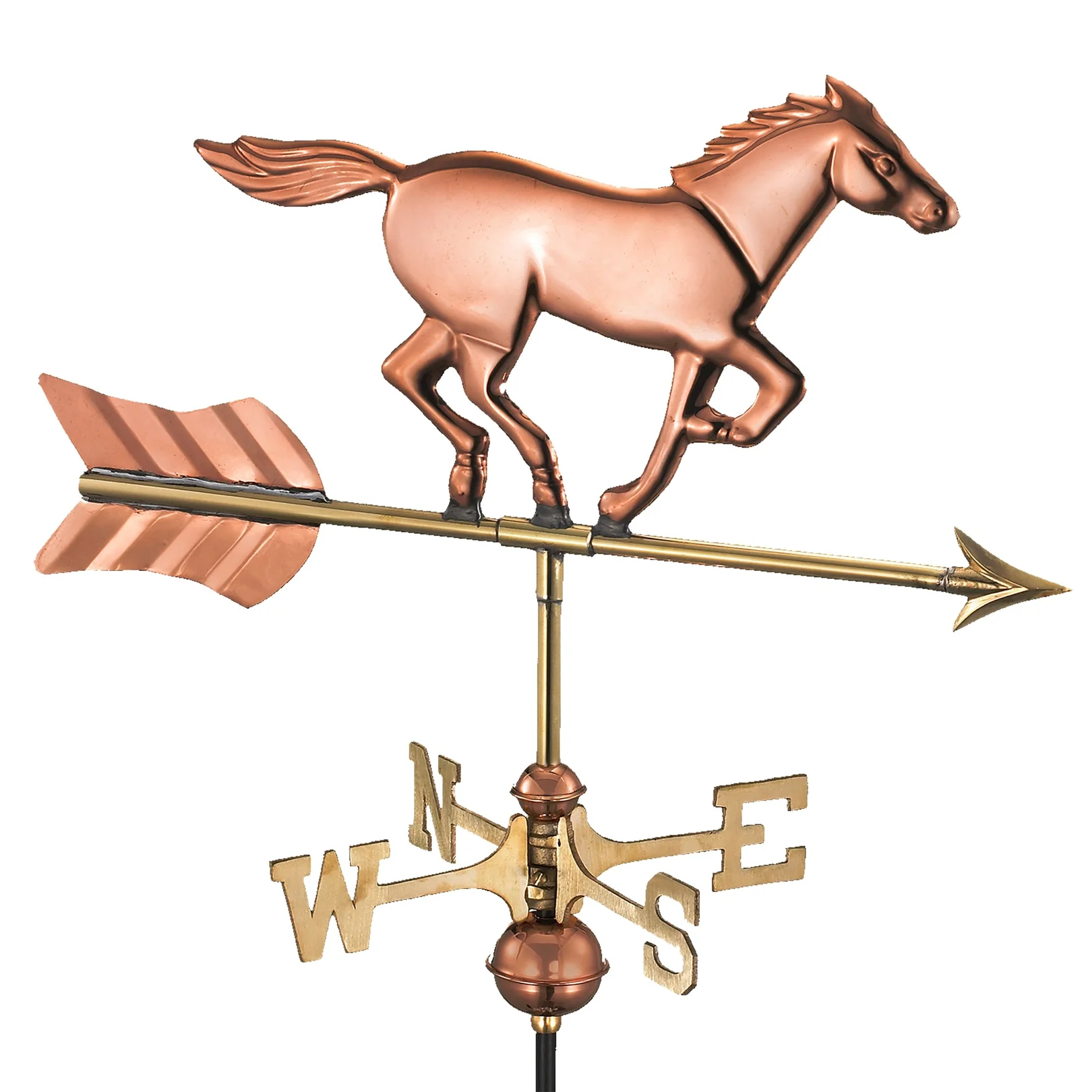 Horse Cottage Weathervane - Pure Copper w/Roof Mount by Good Directions
