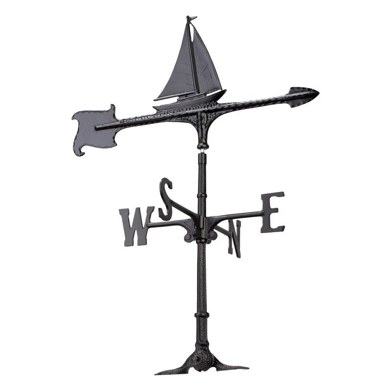 30" Black Sailboat Weathervane