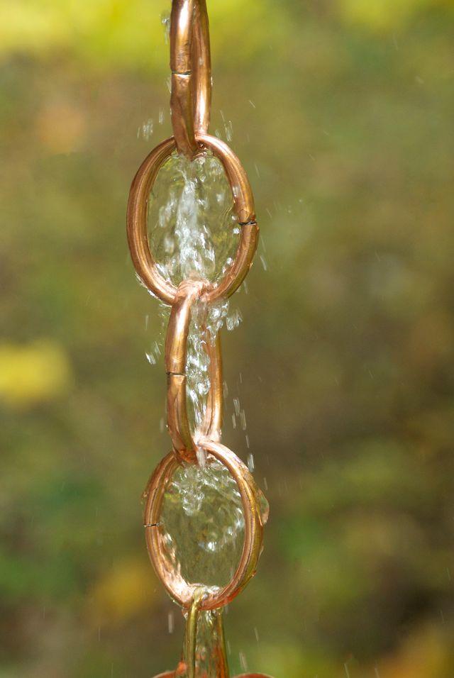 Small Single Link Pure Copper 8.5 ft. Rain Chain - Thumbnail 3