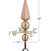 31" Lancelot Pure Copper Rooftop Finial with Directionals and Steel Roof Mount - Image 2