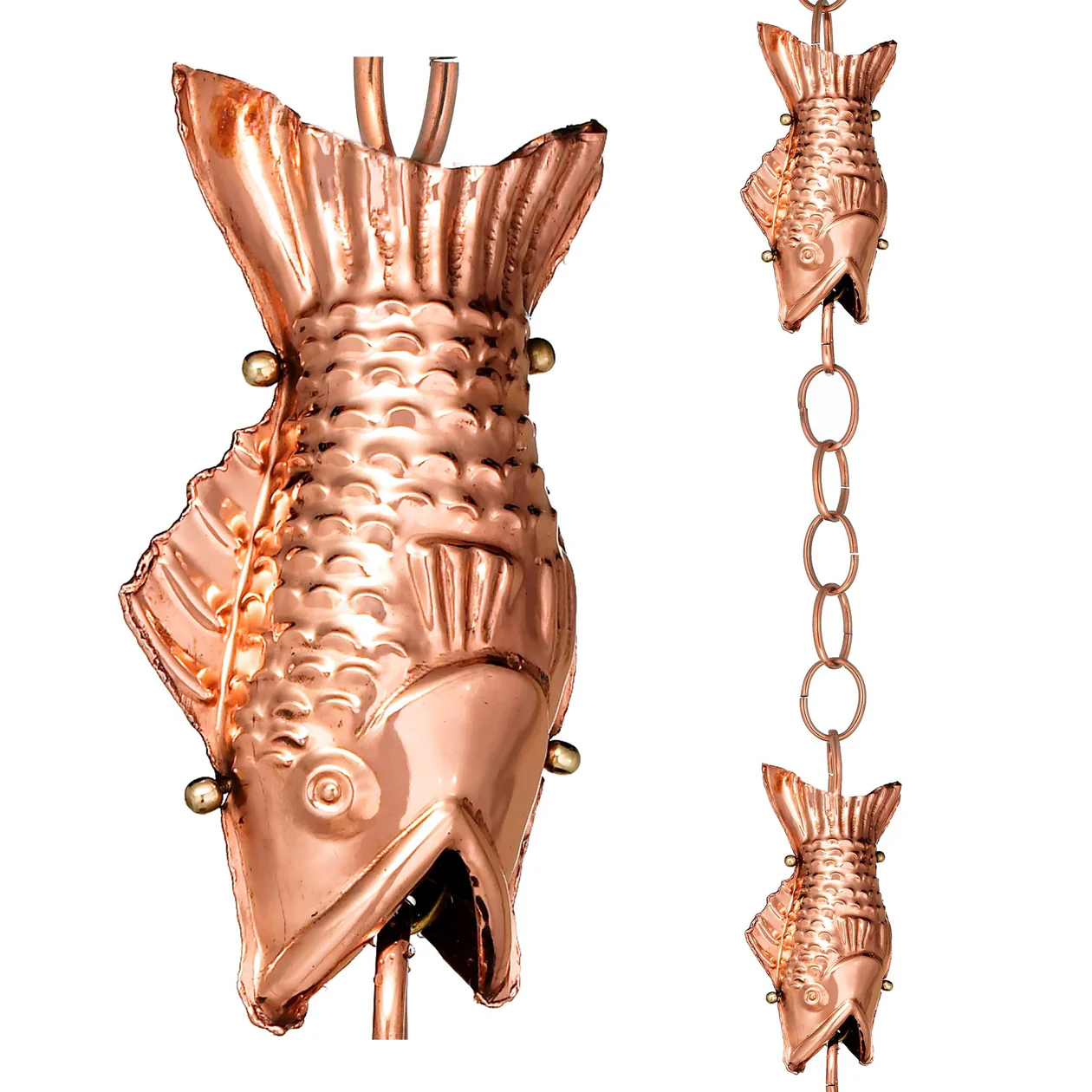 Fish Rain Chain - 8.5 ft., with 4 Large Figures