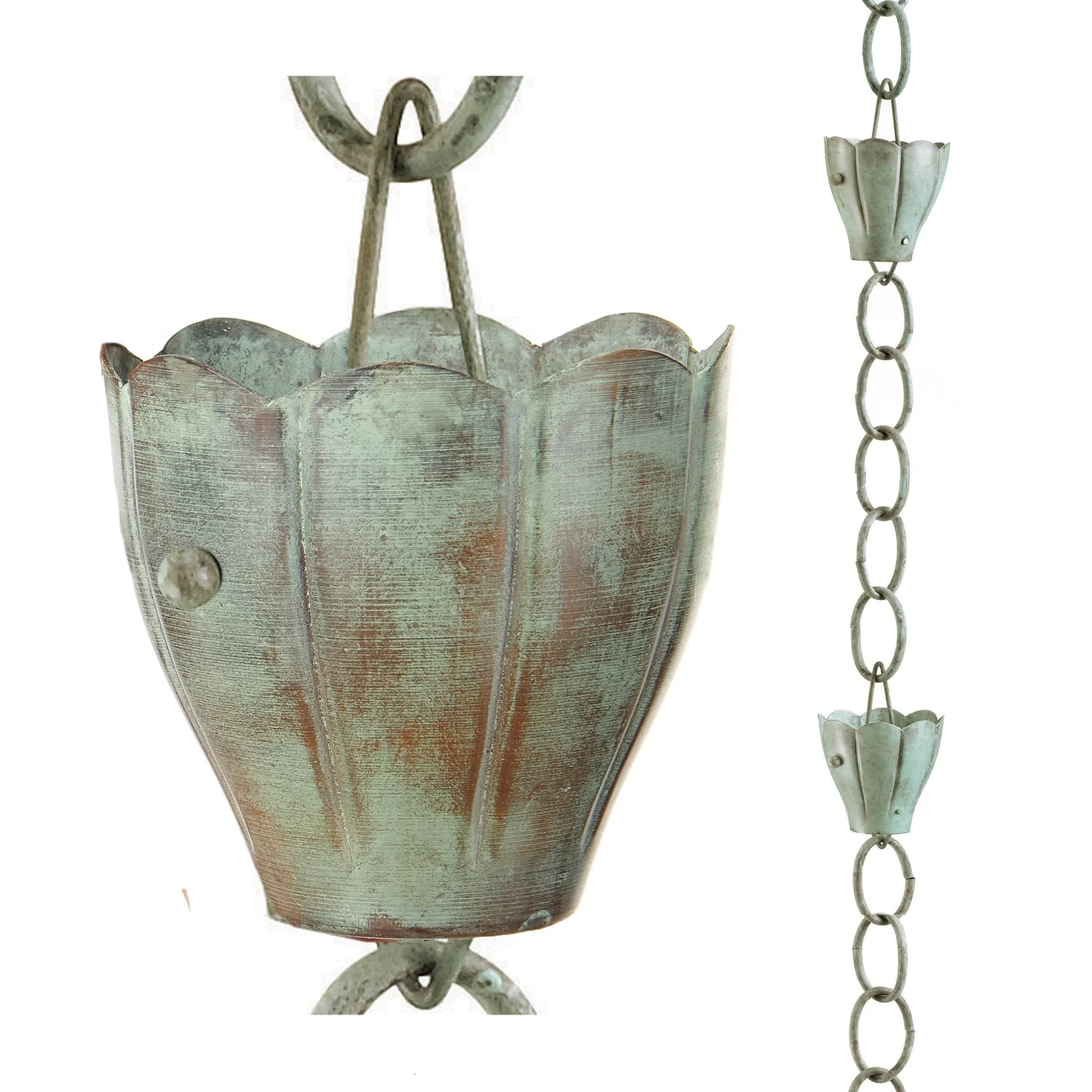 Verde Crocus Rain Chain - 8.5 ft., with 6 Large Cups