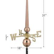 31" Gawain Pure Copper Rooftop Finial with Directionals and Steel Roof Mount - Image 2