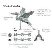 Blue Heron Cottage Weathervane - Blue Verde Copper w/ Roof Mount - Image 3