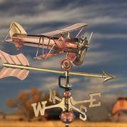 Biplane with Arrow Cottage Weathervane - Pure Copper w/ Roof Mount - Image 2