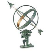 28" Verdigris Atlas Armillary Sundial with Brass Accents