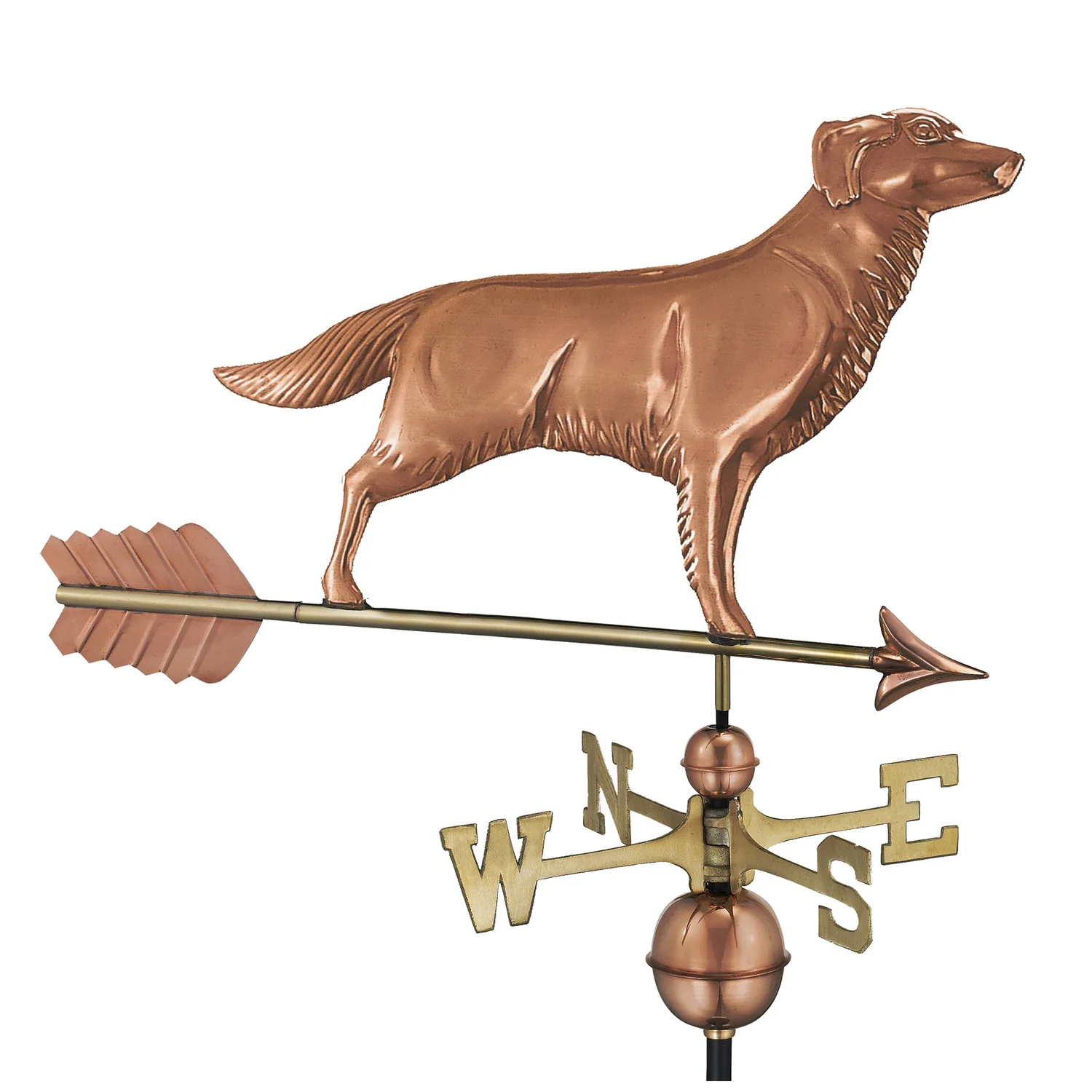 Golden Retriever Weathervane with Arrow - Pure Copper