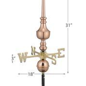 31" Victoria Pure Copper Rooftop Finial with Directionals and Steel Roof Mount - Image 2
