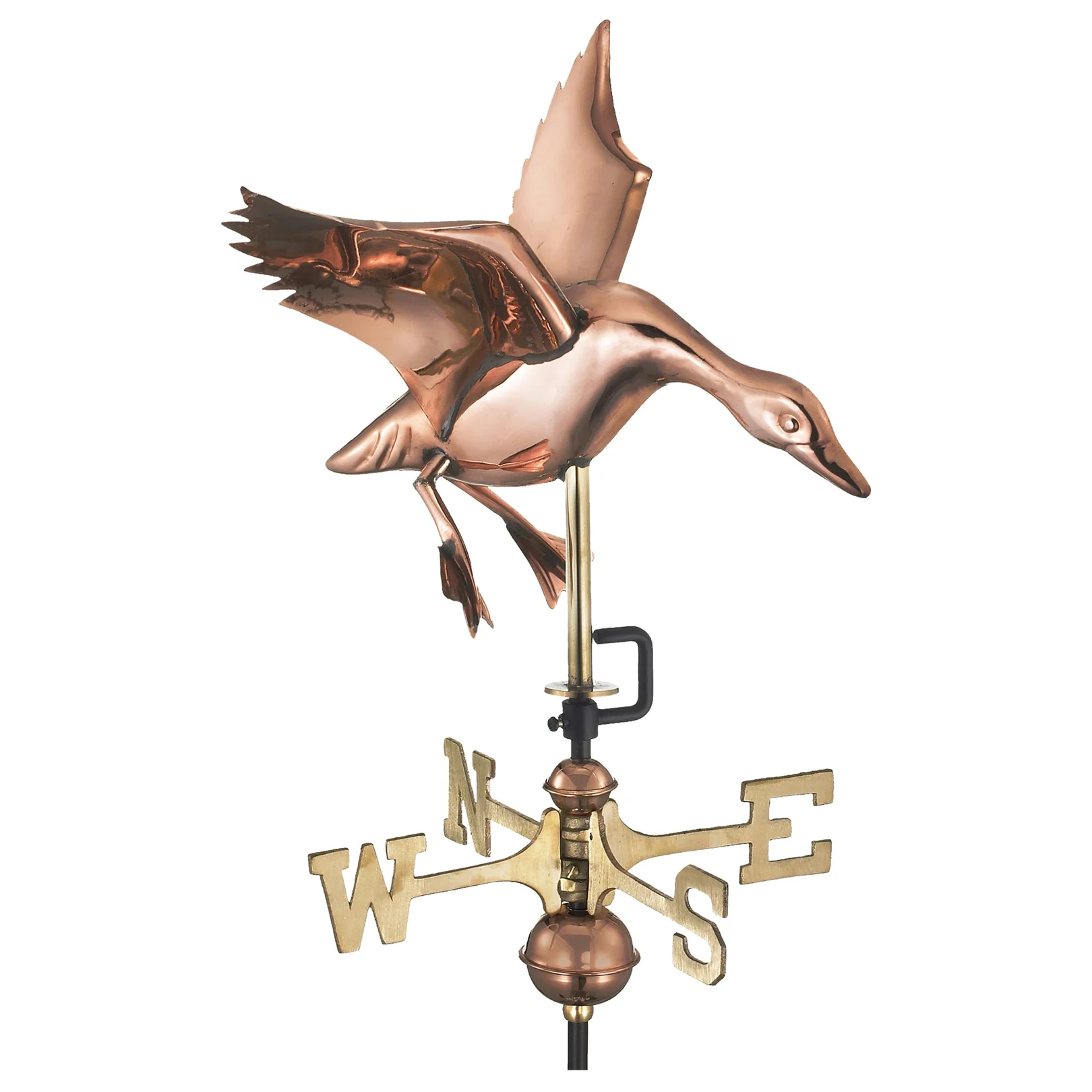 Landing Duck Garden Weathervane - Pure Copper w/ Garden Pole