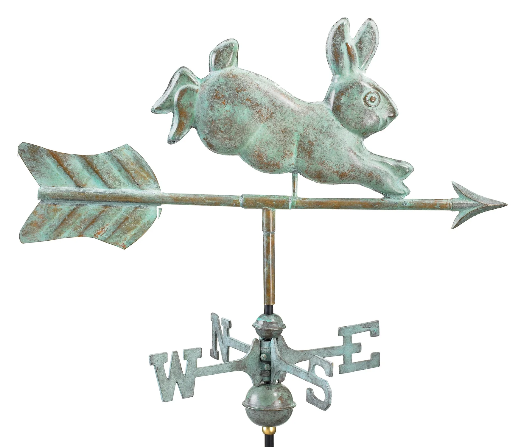 Rabbit Garden Weathervane - Blue Verde Copper w/ Garden Pole