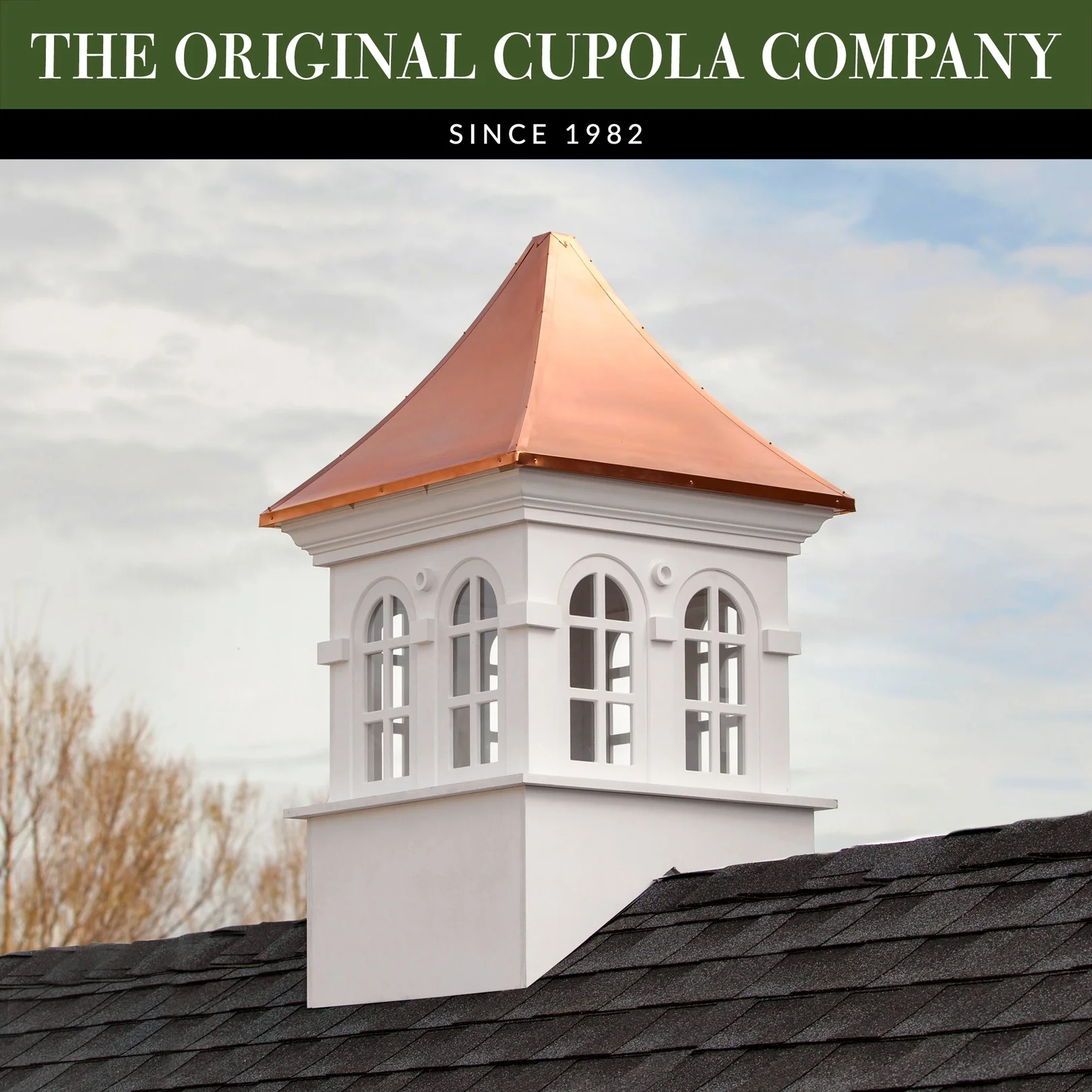 Smithsonian Stafford Vinyl Cupola with Copper Roof By Good Directions