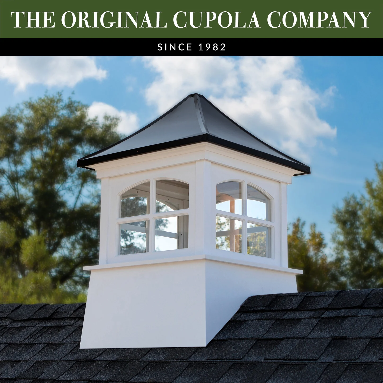 Windsor Vinyl Cupola with Black Aluminum Roof By Good Directions