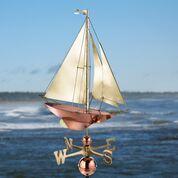 Racing Sloop Weathervane - Pure Copper with Brass Sail - Image 2