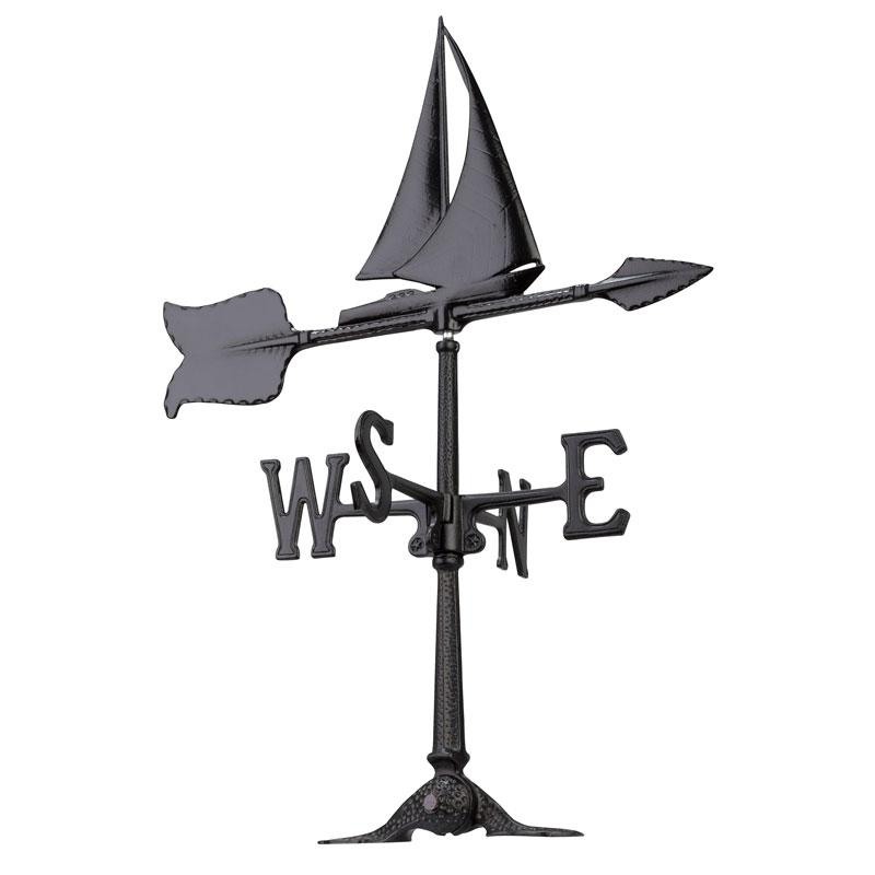 24" Black Sailboat Weathervane - Image 3