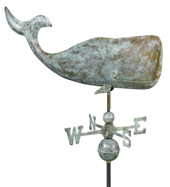 37" Large Whale Pure Copper Handcrafted Weathervane -0