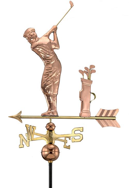 Golfer Polished Handcrafted Pure Copper Weathervane -0