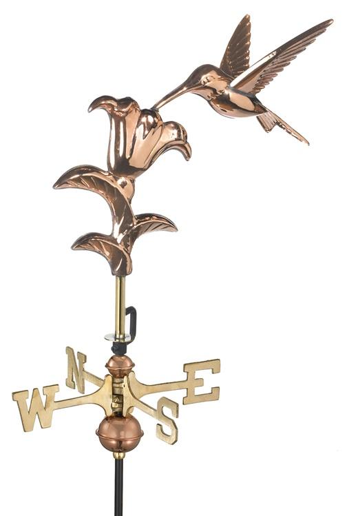 Cottage Sized Hummingbird Pure Copper Weathervane-0