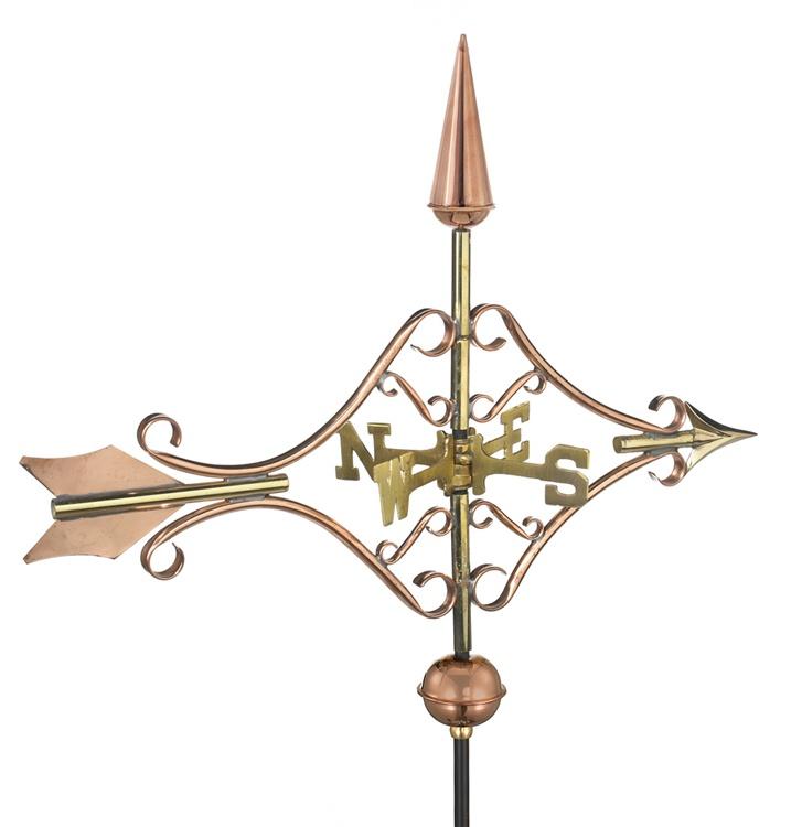 Cottage Sized Victorian Arrow Design Pure Copper Weathervane-0