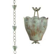6 Cup Crocus Pure Blue Verde Copper 8.5 ft. Rain Chain - Image 3