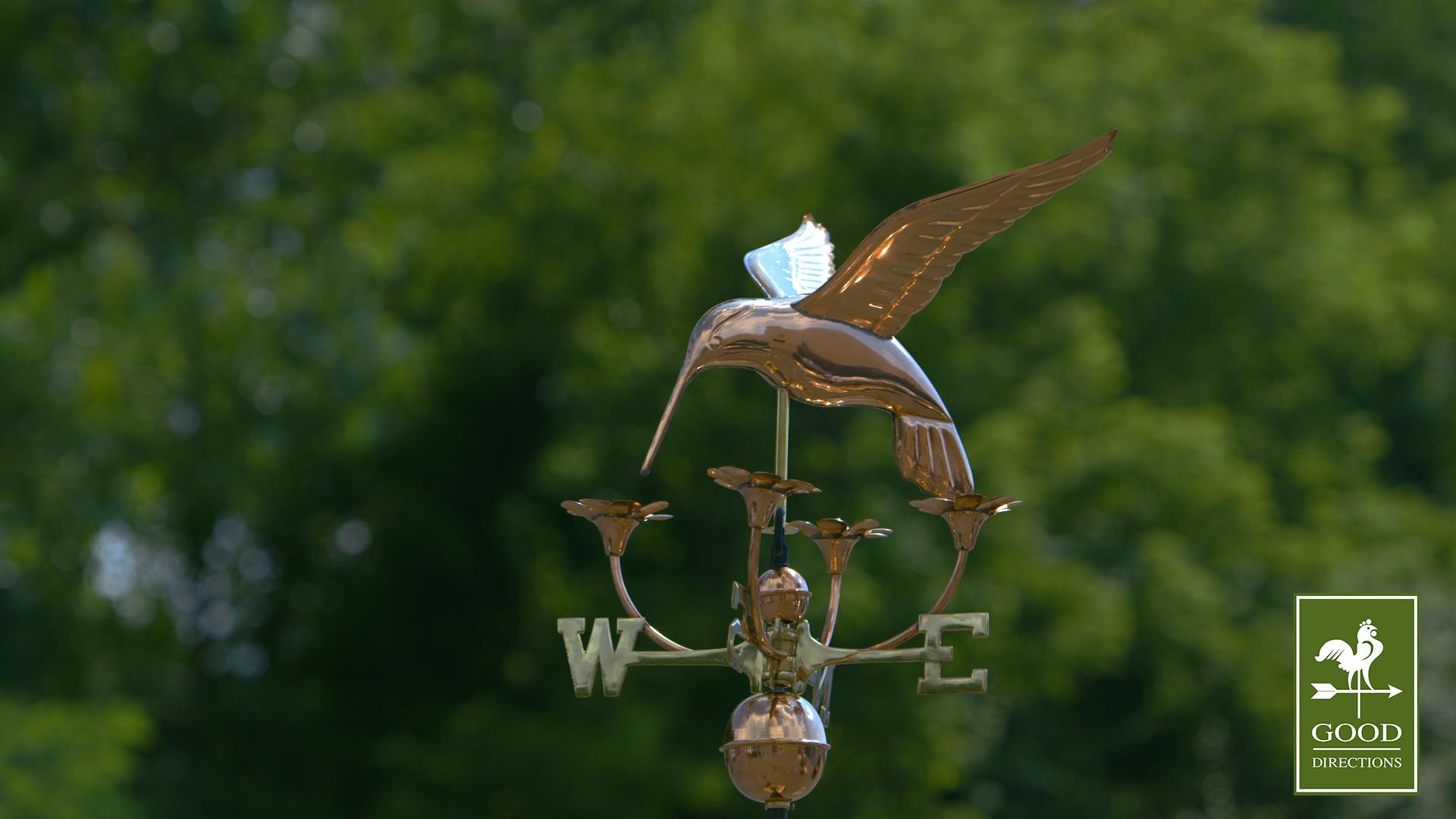 Hummingbird with Flowers Copper Weathervane-759