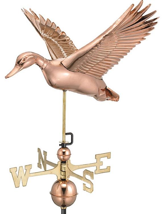 Two Story Home Flying Duck Pure Copper Hand Crafted Weathervane -0