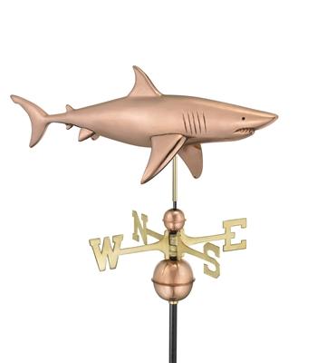 Two Story Home Size Shark Pure Copper Weathervane -0