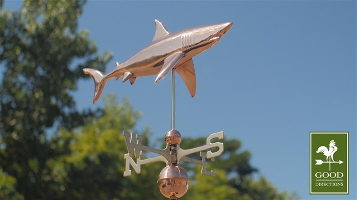 Two Story Home Size Shark Pure Copper Weathervane -4419