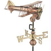 Biplane Garden Weathervane - Pure Copper w/ Garden Pole - Image 4
