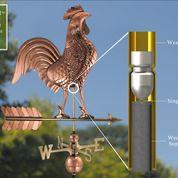 Large Rooster Weathervane - Pure Copper - Image 4
