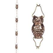 9 Cup Owl Pure Copper 8.5 ft. Rain Chain - Image 3