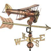 Biplane with Arrow Cottage Weathervane - Pure Copper w/ Roof Mount - Image 4