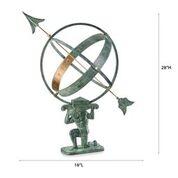 28" Verdigris Atlas Armillary Sundial with Brass Accents - Image 5