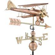 Biplane with Arrow Pure Copper Weathervane - Image 5