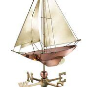 Racing Sloop Weathervane - Pure Copper with Brass Sail - Image 3