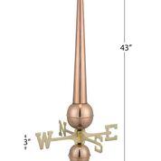 43" Gawain Pure Copper Rooftop Finial with Directionals and Steel Roof Mount - Image 4